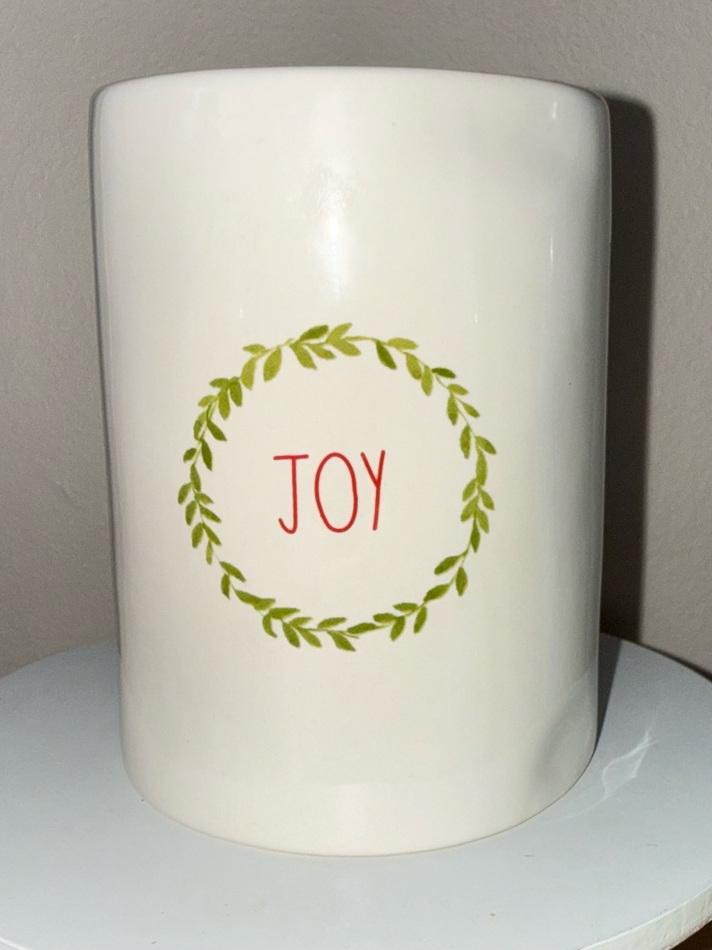 Rae Dunn JOY Wreath design Ceramic Jar Candle